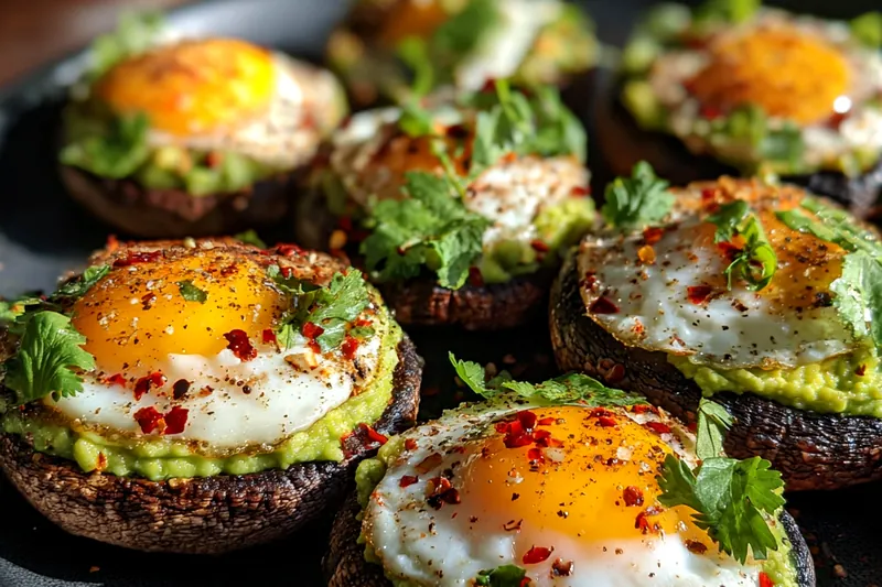 Cooking process for Avocado Egg Stuffed Mushrooms