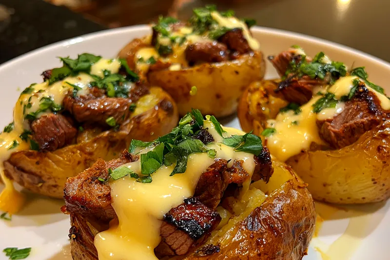 Cooking process for Baked Potato Steak Delight