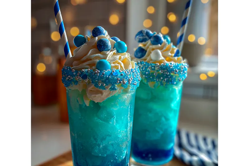 Cooking process for Blue Frosty Cocktail