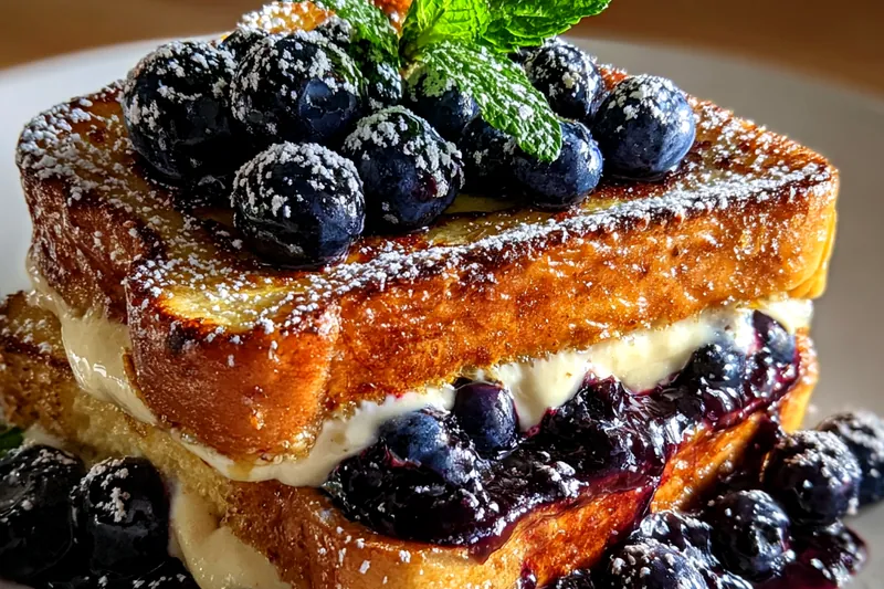 Fresh ingredients for Blueberry Cream French Toast
