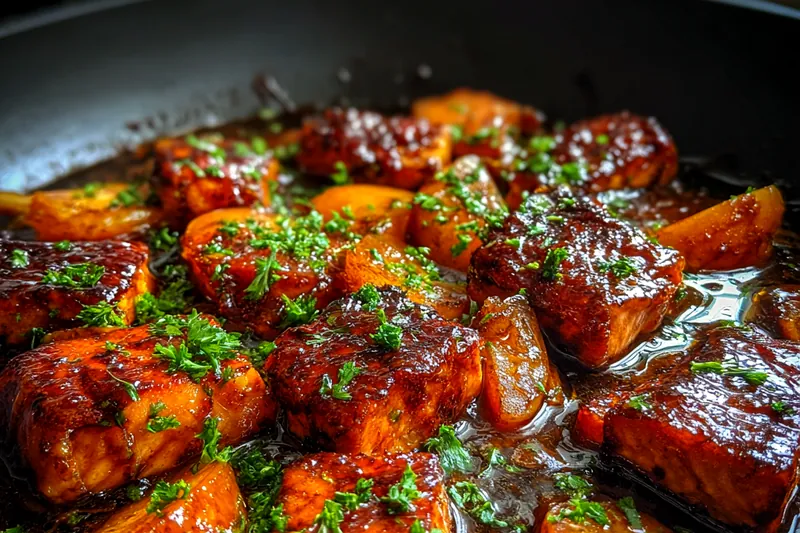 Fresh ingredients for Bourbon Glazed Peach Salmon