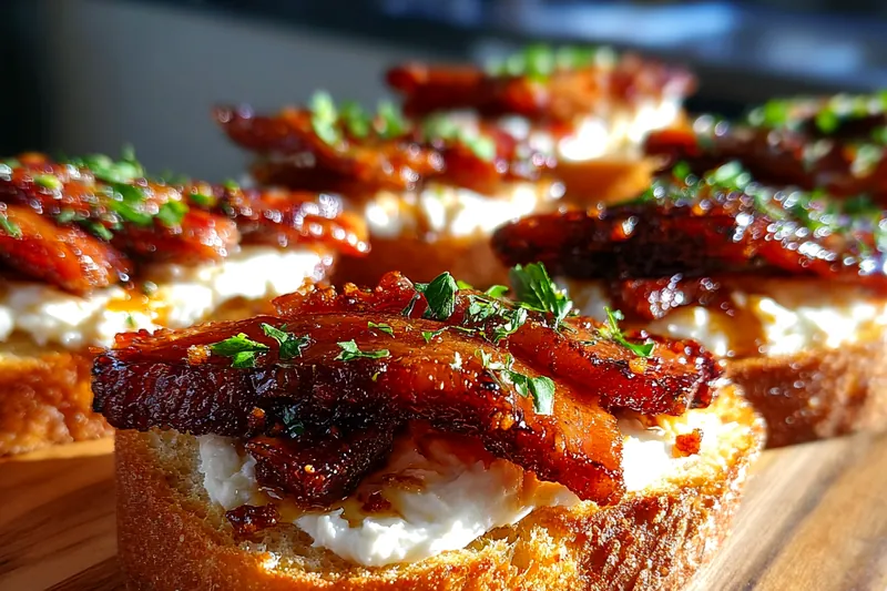 Fresh ingredients for Caramelized Bacon Crostini
