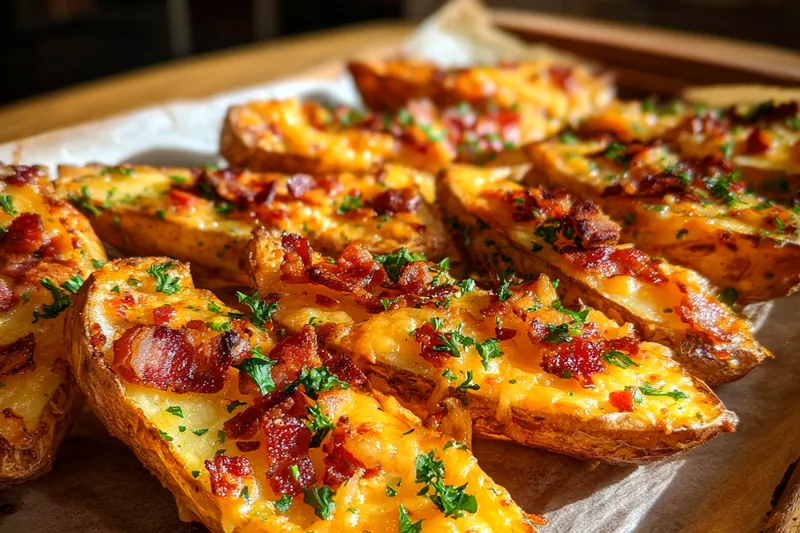 Cooking process for Cheesy Bacon Potato Wedges