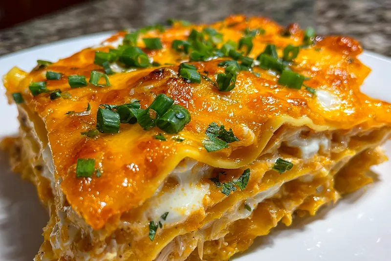 A vibrant display of fresh ingredients for Buffalo Ranch Lasagna Delight, including ground beef, cheese, and lasagna noodles.
