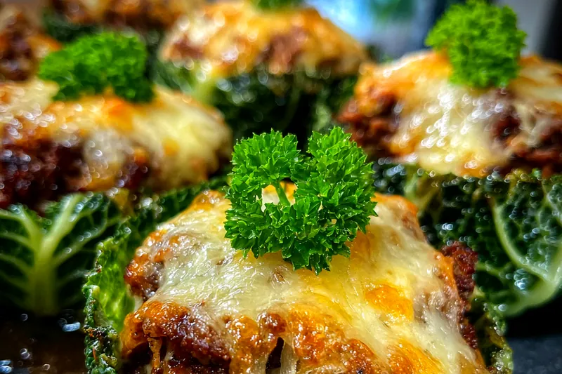 Cooking process for Cheesy Cabbage Burger Bake