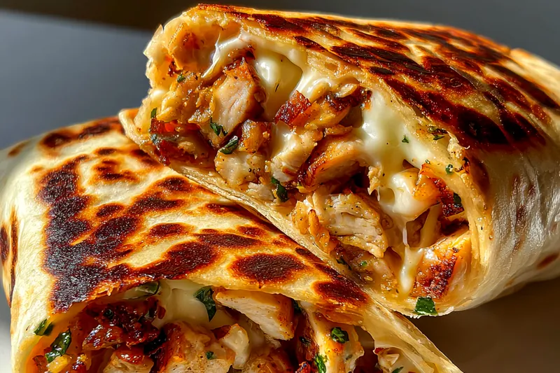 Fresh ingredients for Cheesy Garlic Chicken Wraps