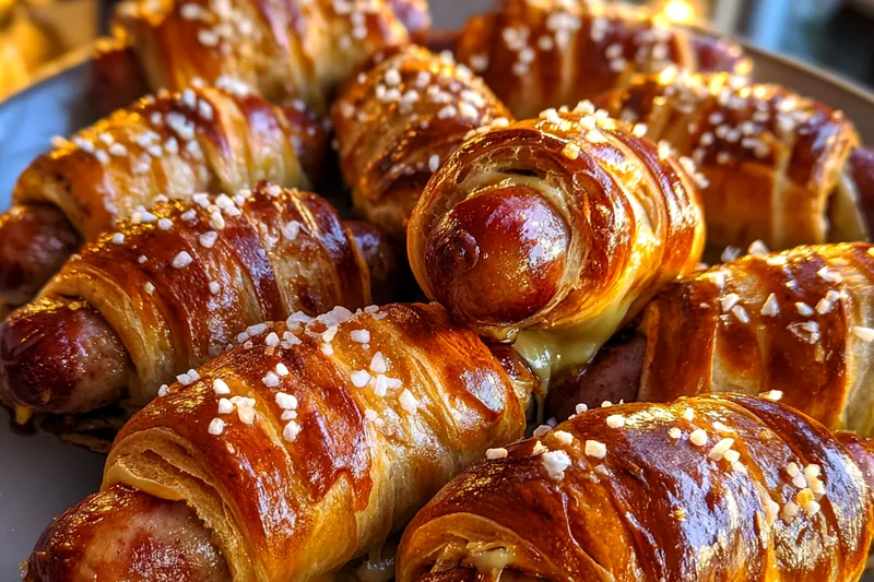 Cooking process for Cheesy Pretzel Wrapped Sausages
