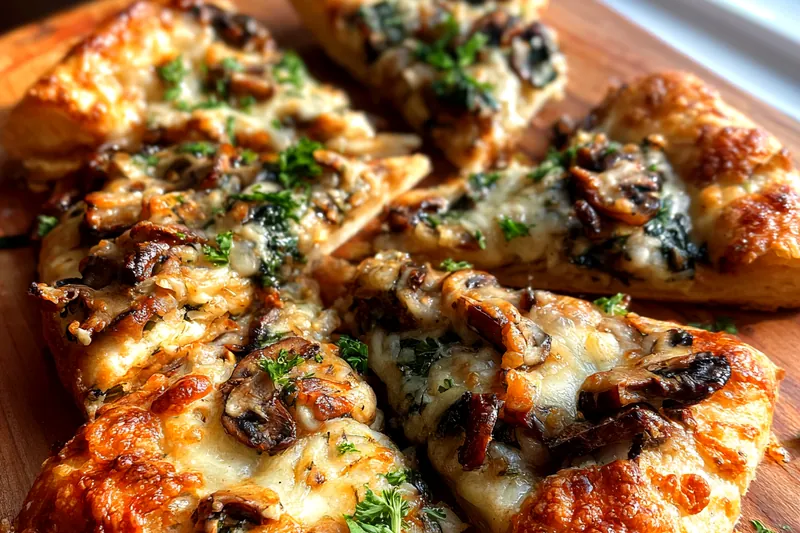 Cooking process for Cheesy Spinach Mushroom Bake