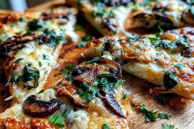 Fresh ingredients for Cheesy Spinach Mushroom Bake
