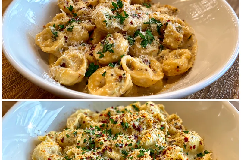 Cooking process for Cheesy Tortellini Pasta Delight