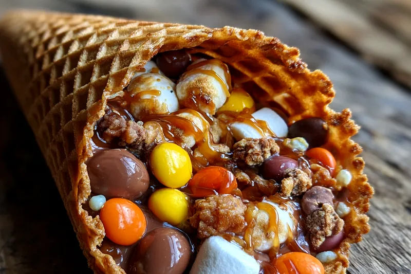 Fresh ingredients for Chocolate Candy Waffle Cones