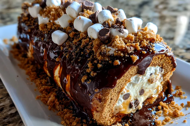 Fresh ingredients for Decadent Chocolate Marshmallow Roll