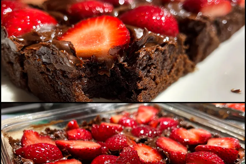 Fresh ingredients for Chocolate Strawberry Brownie Delight