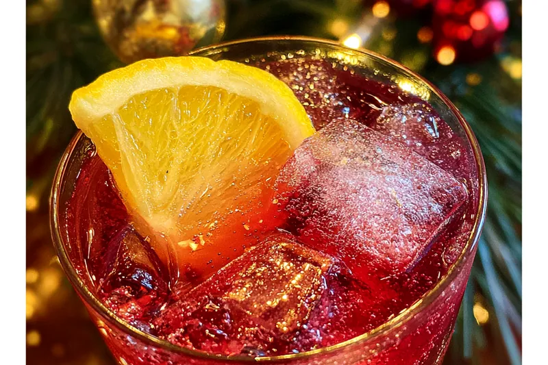 An array of fresh fruits and juices prepared for the Festive Holiday Punch Recipe.