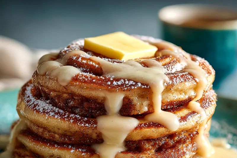 An assortment of ingredients including flour, sugar, eggs, and cinnamon for Decadent Cinnamon Roll Pancakes.