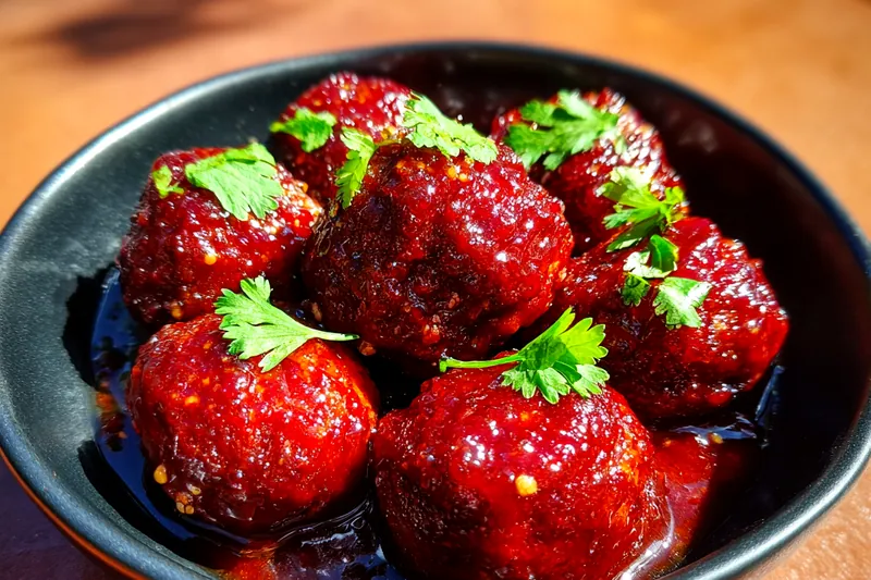 Fresh ingredients for Cranberry Glazed Meatballs