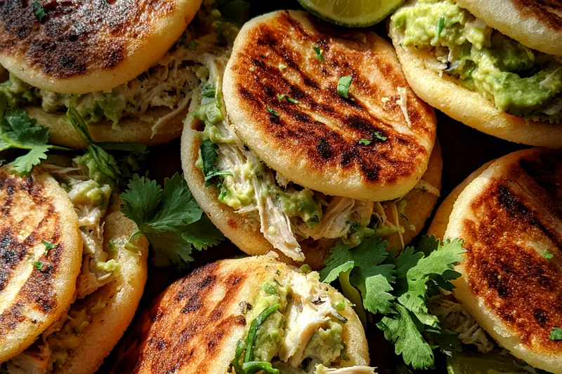 Cooking process for Creamy Avocado Chicken Arepas