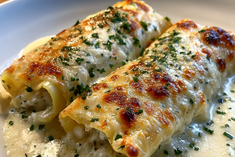 Cooking process for Creamy Baked Pasta Rolls