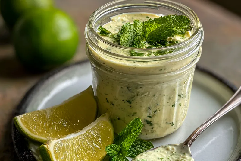 A vibrant display of fresh ingredients for Zesty Cilantro Garlic Dipping Sauce, including cilantro, garlic, and lime.