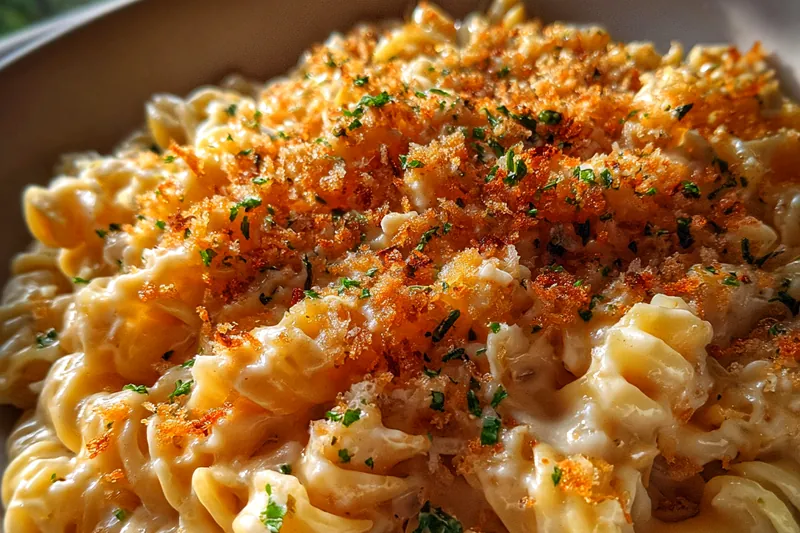 Fresh ingredients for Creamy Crunchy Pasta Delight