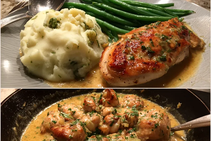 Fresh ingredients for Creamy Garlic Chicken Delight