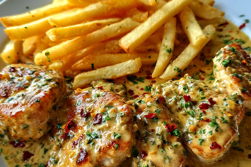 Cooking process for Creamy Garlic Chicken Fillet