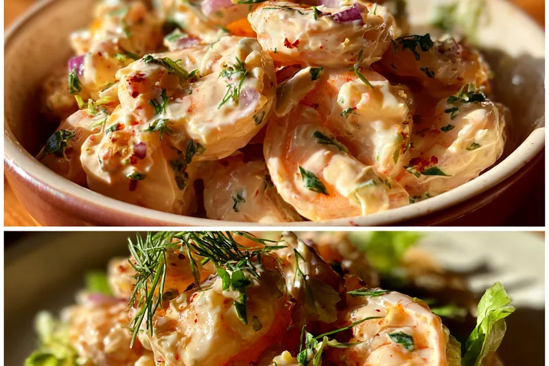 Cooking process for Creamy Herb Shrimp Salad