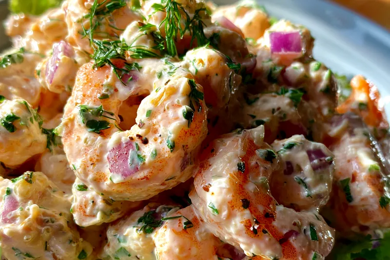 Fresh ingredients for Creamy Herb Shrimp Salad