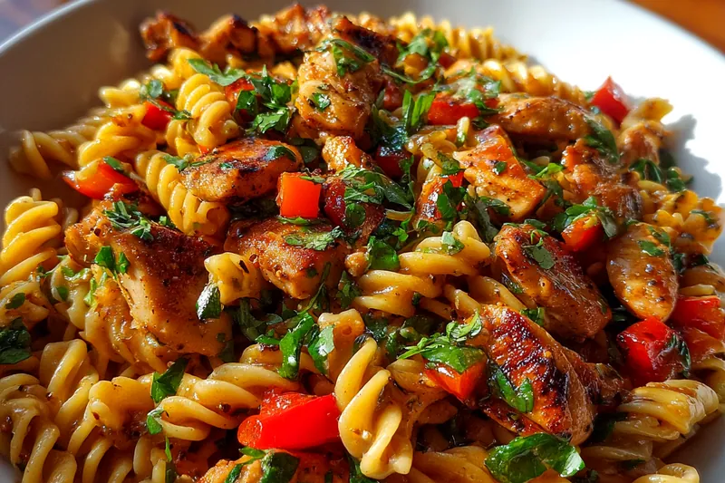 Cooking process for Creamy Jerk Chicken Pasta