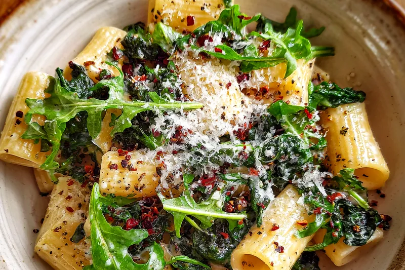 Fresh ingredients for Creamy Lemon Pasta with Fresh Arugula