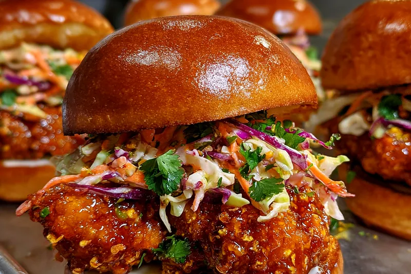 Cooking process for Crispy Chicken Sandwich Delight