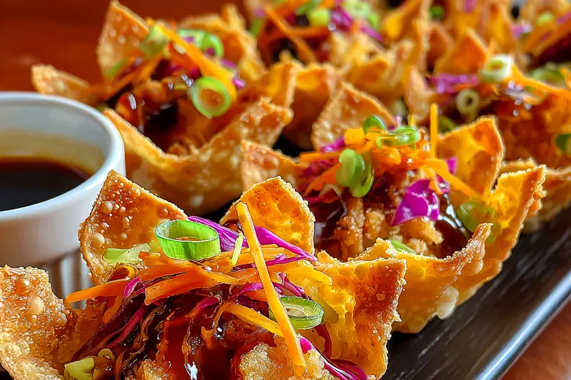 Fresh ingredients for Crispy Chicken Wonton Tacos