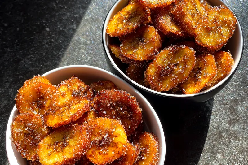 Fresh ingredients for Crispy Cinnamon Banana Chips