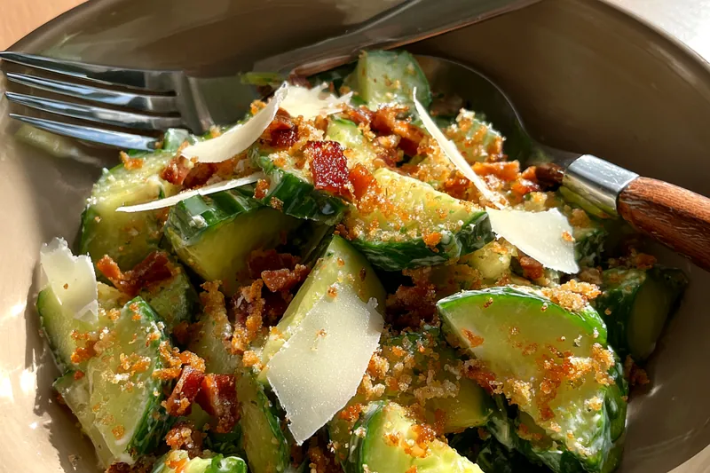 Fresh ingredients for Crispy Cucumber Caesar