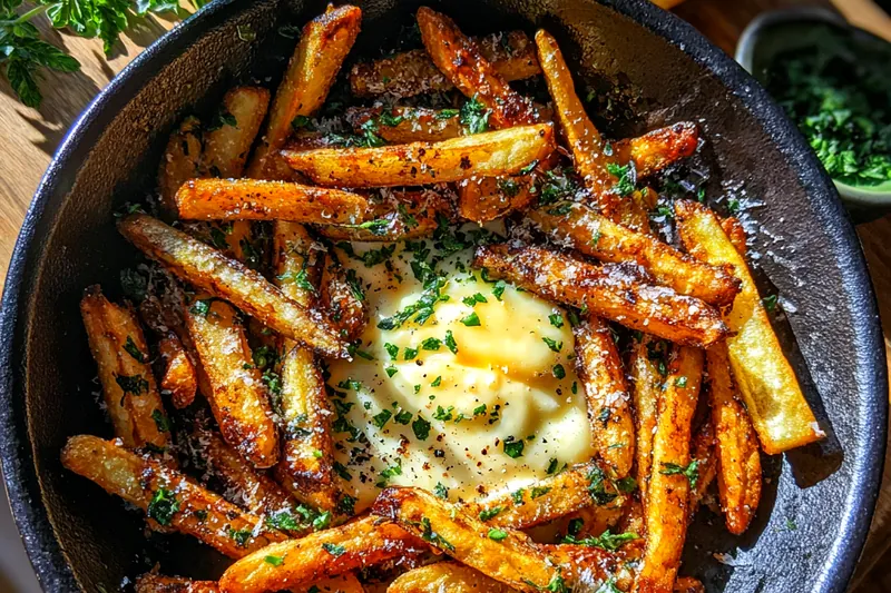 Fresh ingredients for Crispy Fries with Creamy Dip