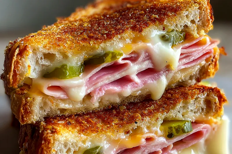 Cooking process for Crispy Grilled Ham Sandwich