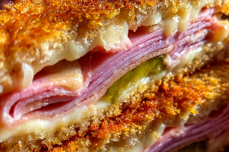 Fresh ingredients for Crispy Grilled Ham Sandwich