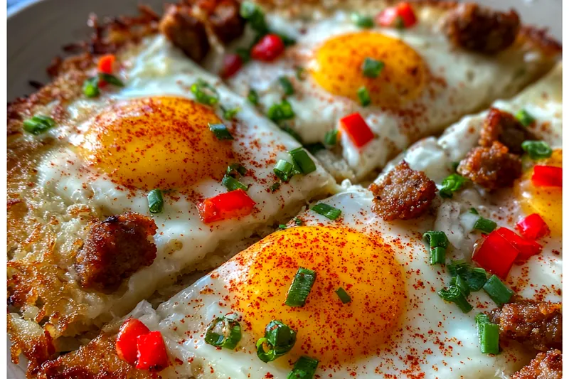 Fresh ingredients for Crispy Hash Brown Breakfast Pizza