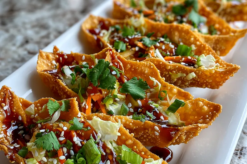 Cooking process for Crispy Wonton Tacos
