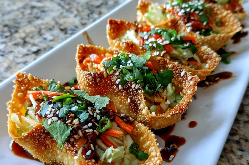 Fresh ingredients for Crispy Wonton Tacos