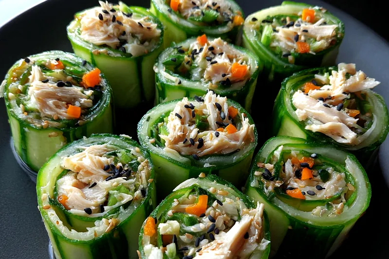 Fresh ingredients for Cucumber Chicken Roll Ups