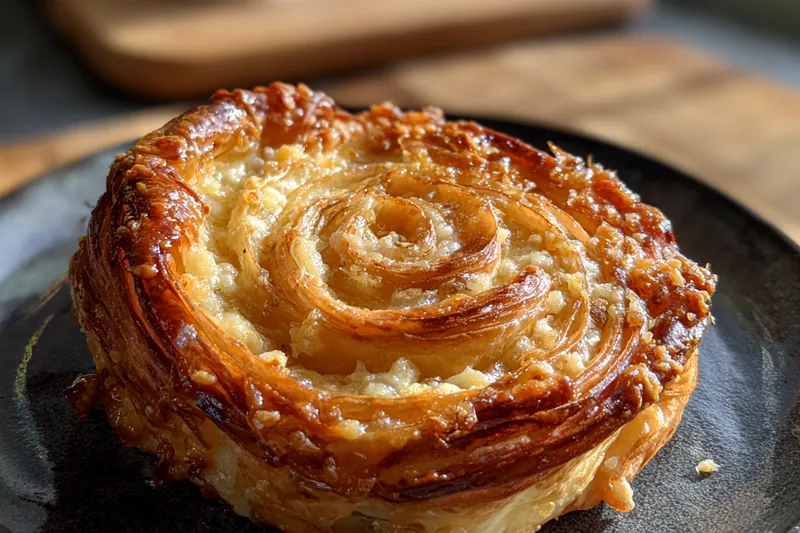 Baking Decadent Cheese Danish Delight in the oven, showing the golden crust.