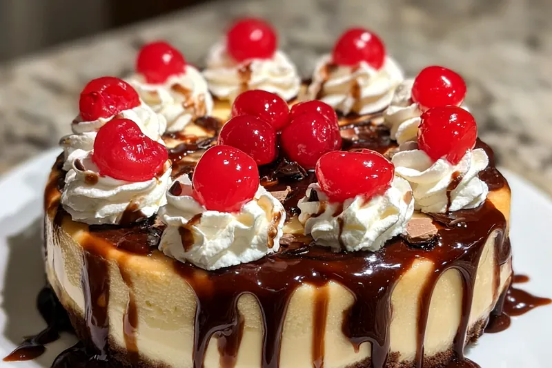 Fresh ingredients for Decadent Chocolate Cherry Cheesecake