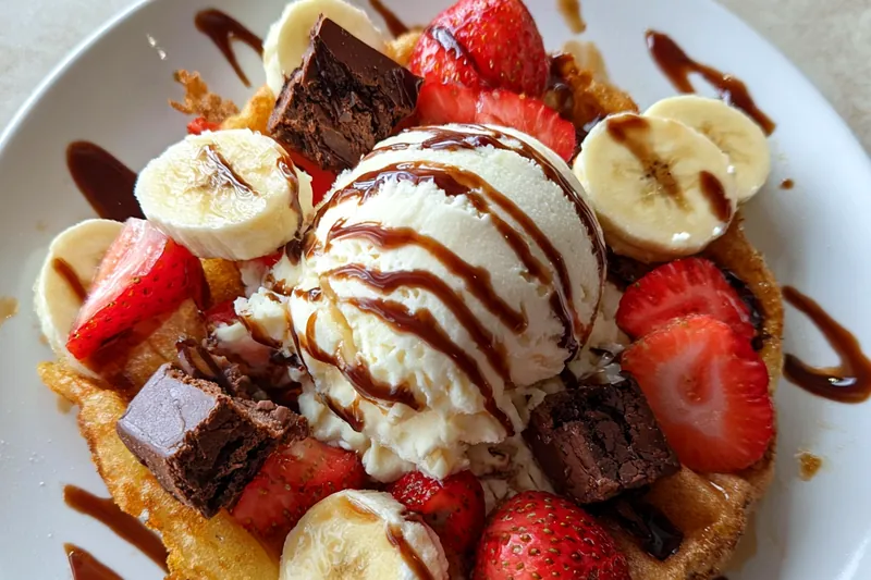 Cooking process for Decadent Chocolate Fruit Waffle