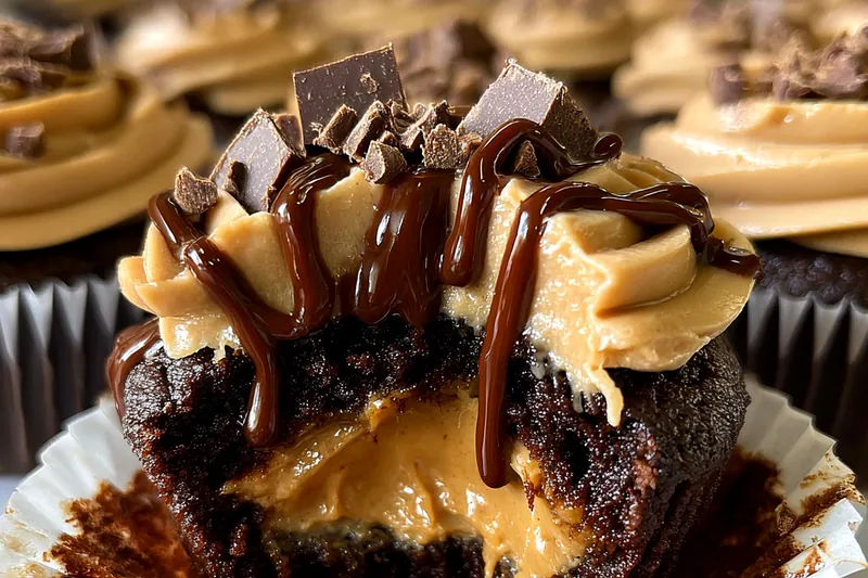 Fresh ingredients for Decadent Chocolate Peanut Butter Cupcake