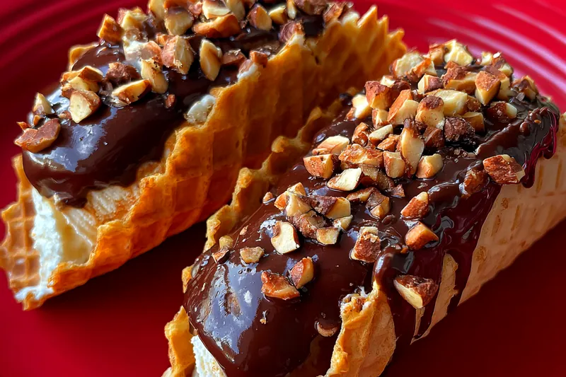 Cooking process for Decadent Chocolate Waffle Tacos