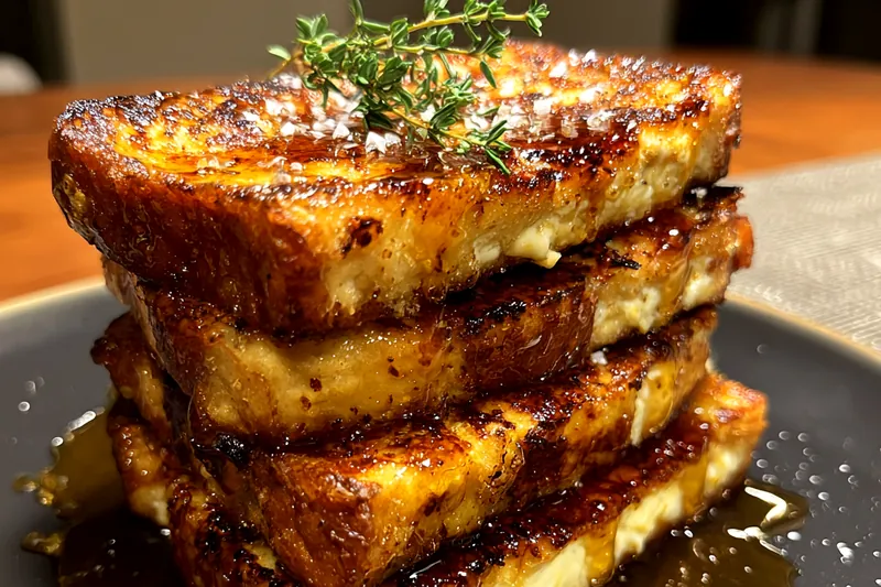 Beautifully arranged ingredients for Decadent Crème Brûlée Toast including brioche, cream, and sugar.