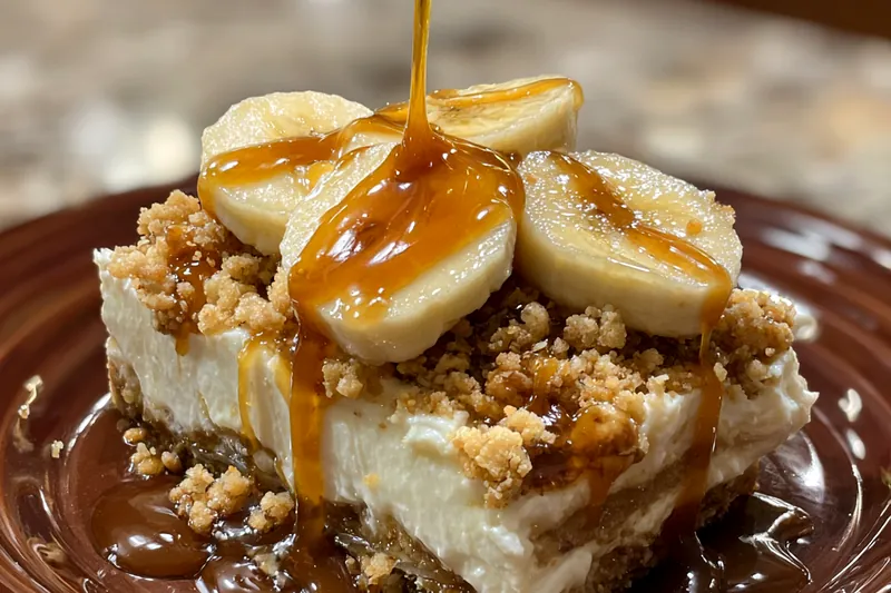 Preparing the layers of Decadent Southern Banana Delight in a trifle dish.