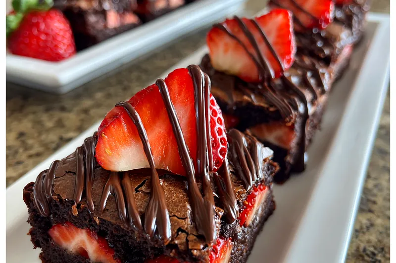 Cooking process for Decadent Strawberry Chocolate Brownies