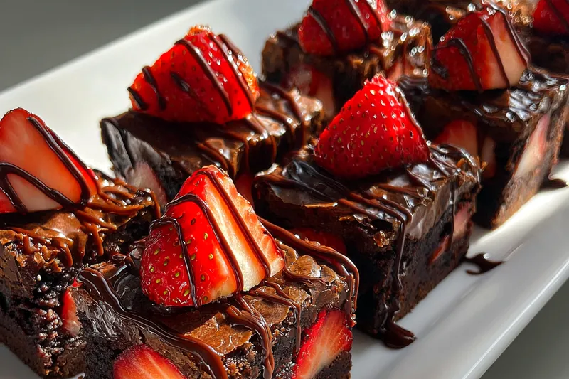 Fresh ingredients for Decadent Strawberry Chocolate Brownies
